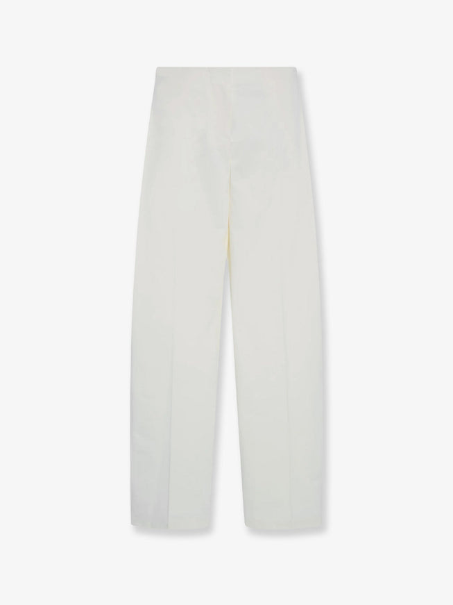 The Row Galileo Cotton And Silk Trousers Offwhite