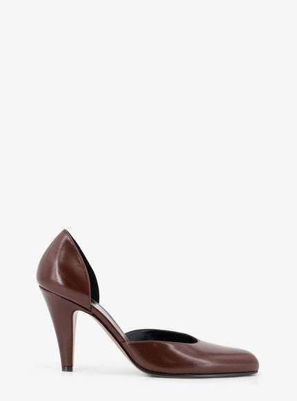 The Row D'orsay Ornella Leather Pumps Darkchestnut