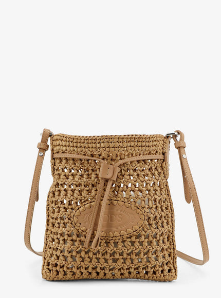 Tod's Raffia Bucket Bag With Crochet Motif Uni Beige