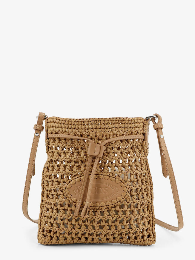 Tod's Raffia Bucket Bag With Crochet Motif Uni Beige