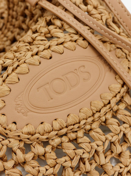 Tod's Raffia Bucket Bag With Crochet Motif