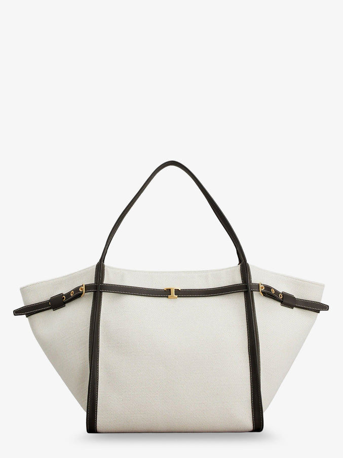 Tod's Tim Canvas And Leather Medium Shopping Bag Uni Bianco