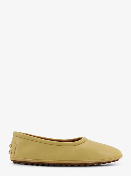 Tod's Leather Ballerina With Gomminos Detail On The Back Gialla