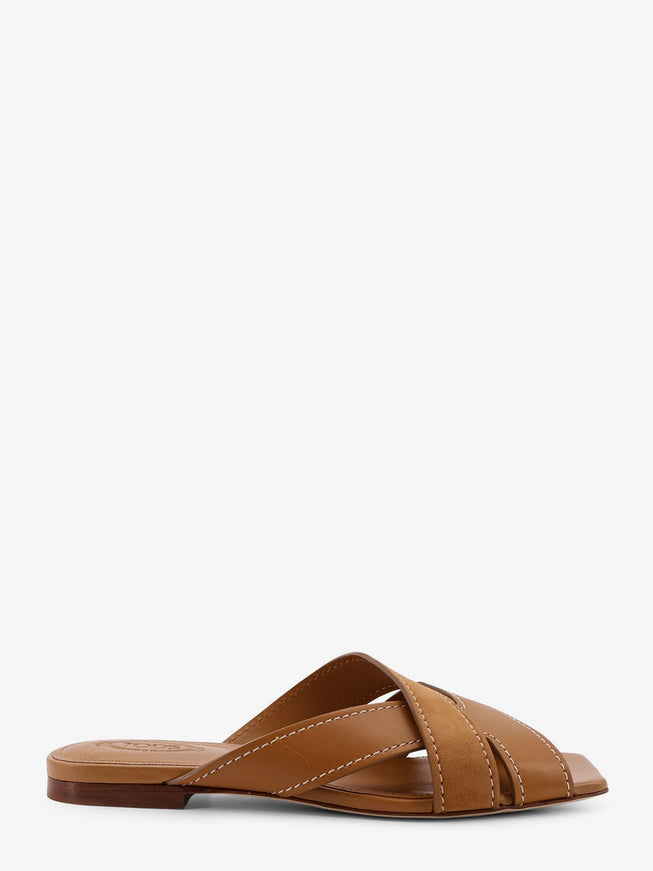 Tod's Leather Sandals With Suede Detail Marrone