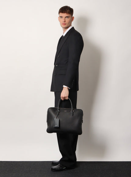 Tom Ford Hammered Leather Working Bag With Logo On The Front