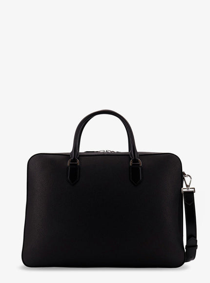 Tom Ford Hammered Leather Working Bag With Logo On The Front