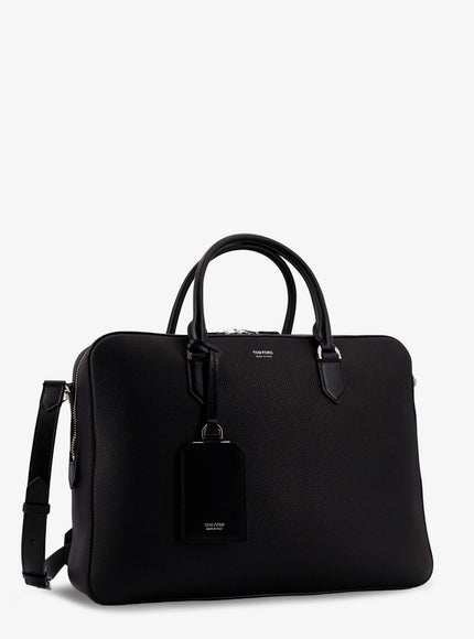 Tom Ford Hammered Leather Working Bag With Logo On The Front