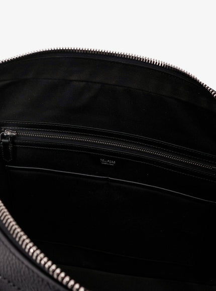 Tom Ford Hammered Leather Working Bag With Logo On The Front