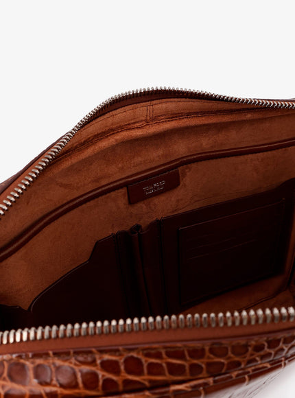 Tom Ford Croco Print Leather Laptop Pouch