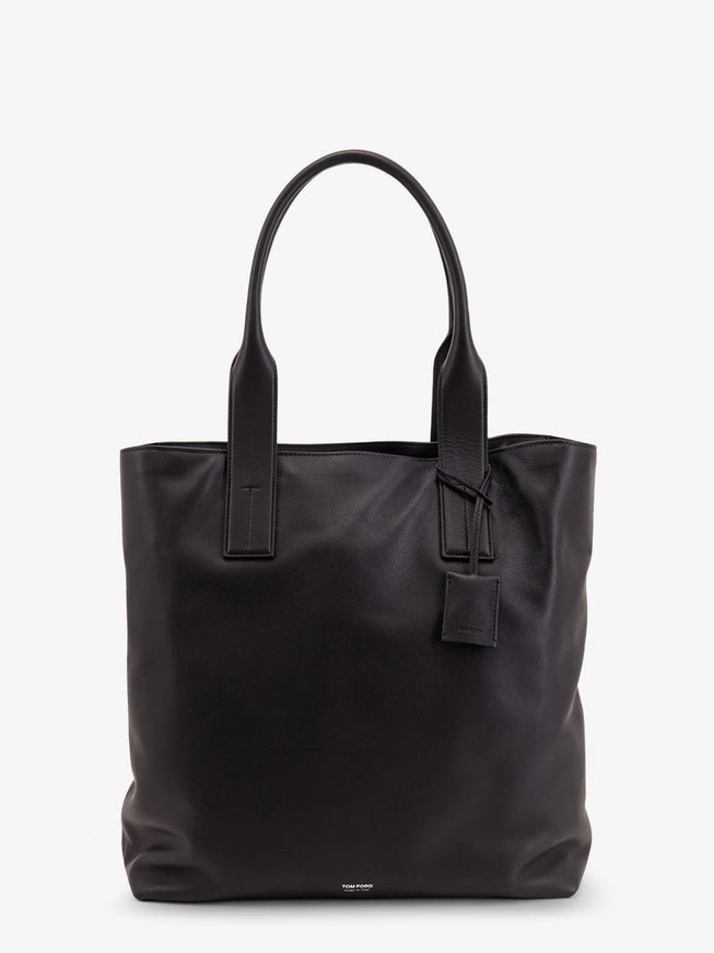Tom Ford Leather Shopping Bag With Logo Lettering On The Bottom Uni Black