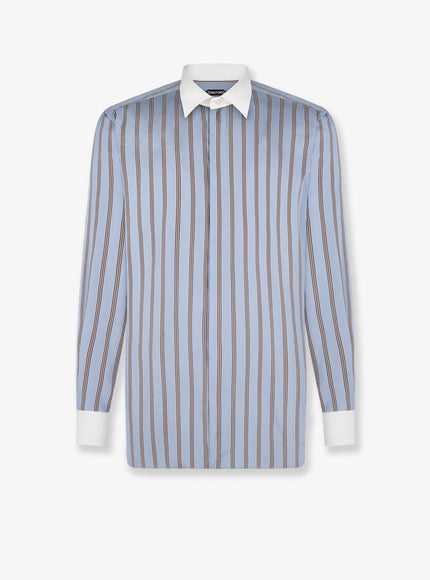 Tom Ford Striped Silk Shirt 39 Blue Multicolor
