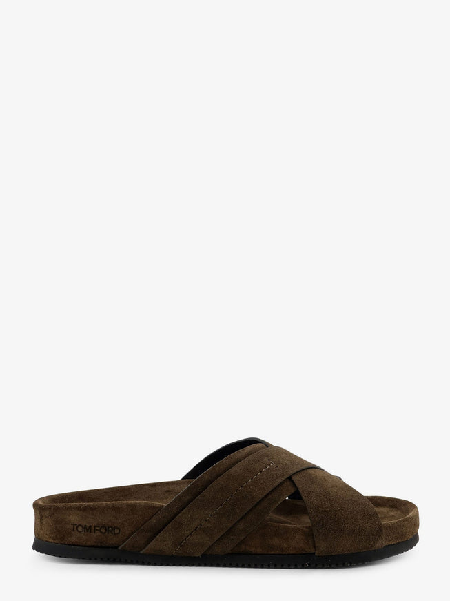 Tom Ford Suede Sandals With Engraved Logo On The Side Khaki