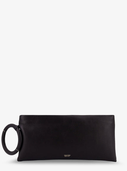 Tom Ford Aura Leather Clutch Bag With Lettering Logo On The Front Uni Black