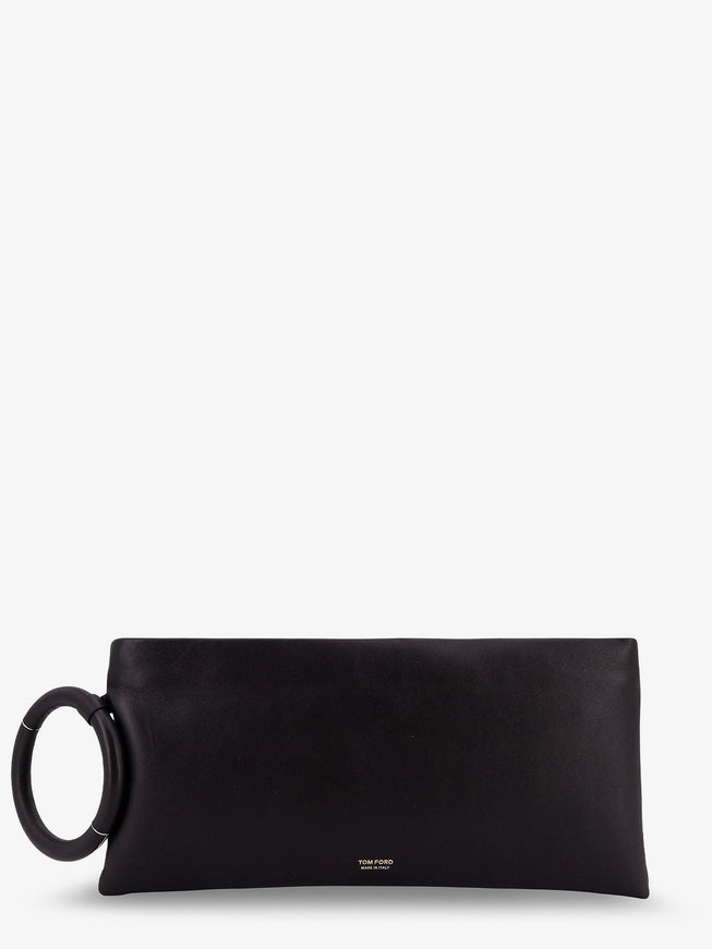Tom Ford Aura Leather Clutch Bag With Lettering Logo On The Front Uni Black