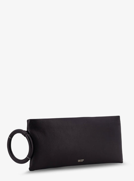 Tom Ford Aura Leather Clutch Bag With Lettering Logo On The Front