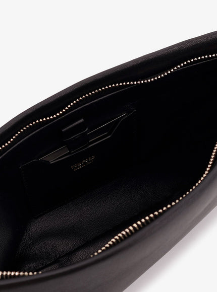 Tom Ford Aura Leather Clutch Bag With Lettering Logo On The Front