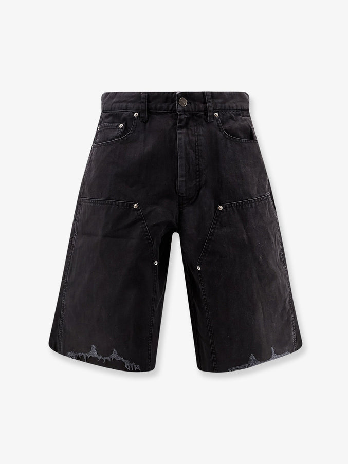 Tonywack Cargo Cotton Bermuda Shorts With Distressed Effect Faded Black