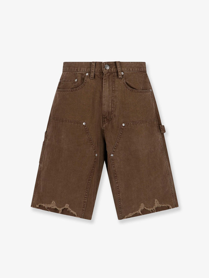 Tonywack Cargo Cotton Bermuda Shorts With Distressed Effect Faded Brown