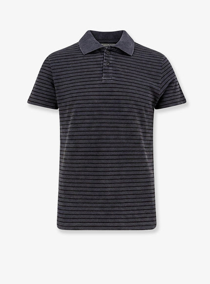 Tonywack Cotton Polo Shirt With Striped Profiles Faded Black