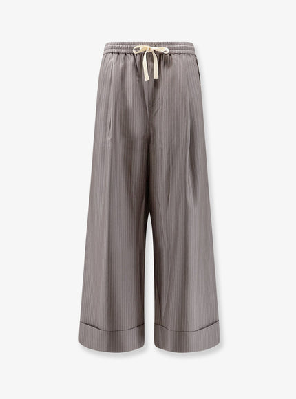 Tonywack Silk, Polyester And Wool Blend Trousers Darkgrey