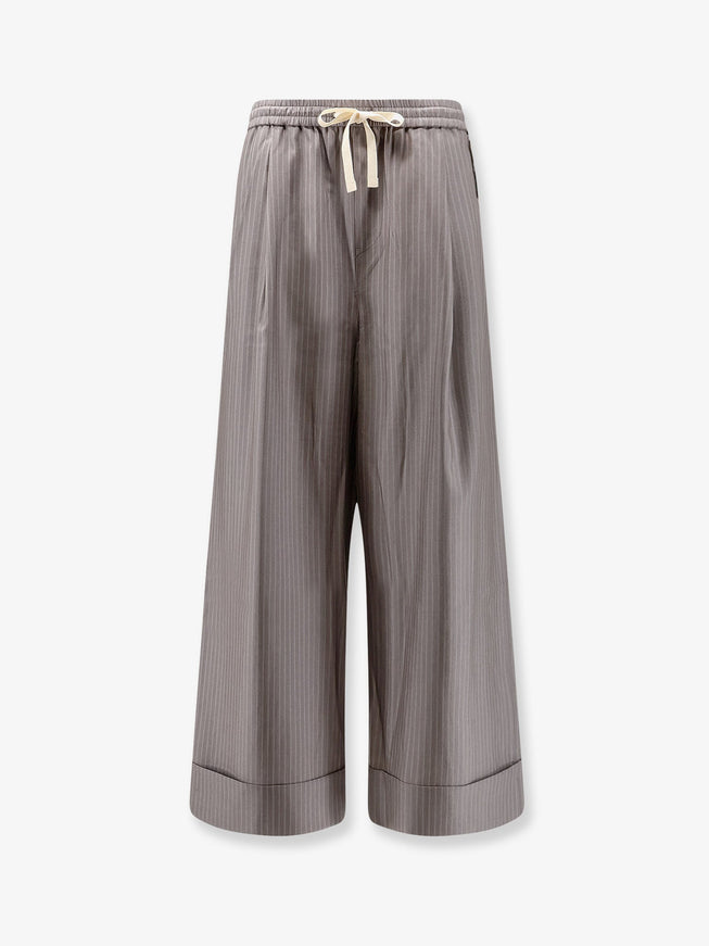 Tonywack Silk, Polyester And Wool Blend Trousers Darkgrey