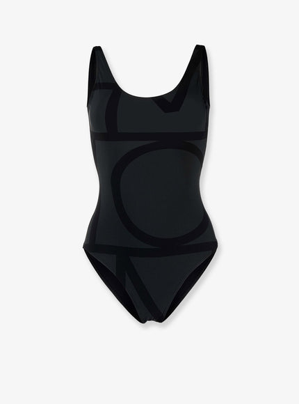 Toteme Monogram Recycled Nylon Blend One-Piece Swimsuit Black