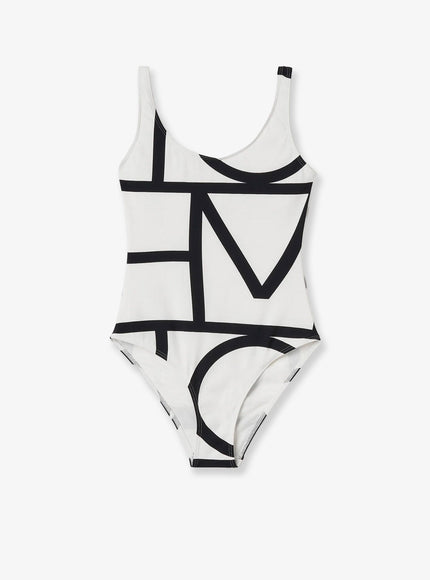 Toteme One-Piece Swimsuit With Monogram Print Tofu