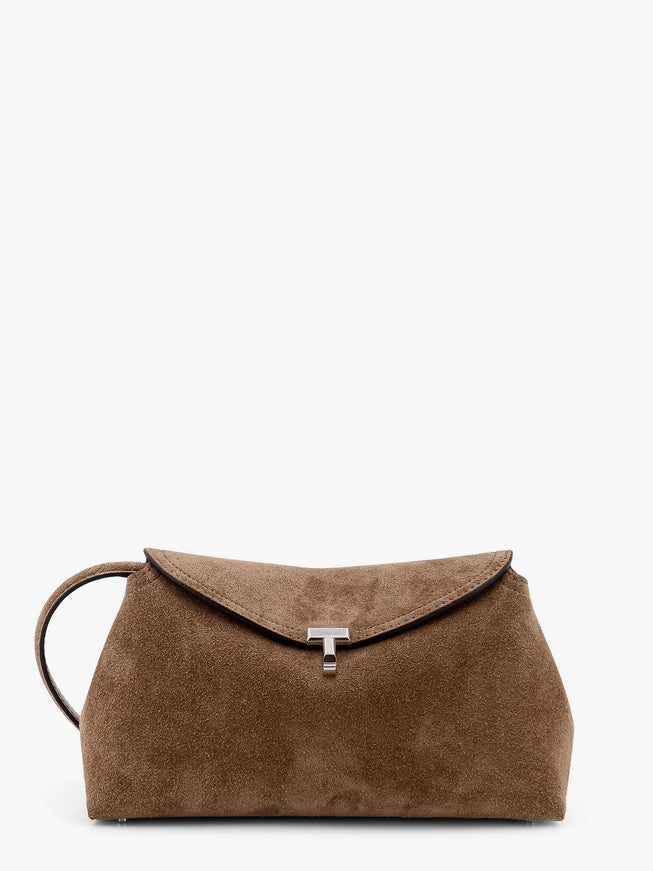 Toteme Suede T-Lock Clutch Uni Tobacco