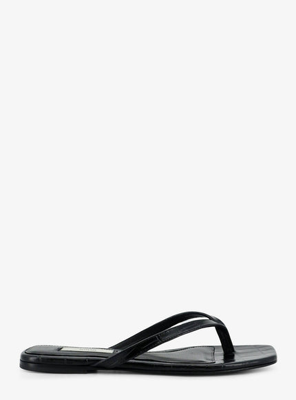 Toteme Croco-Embossed Leather Sandals Black