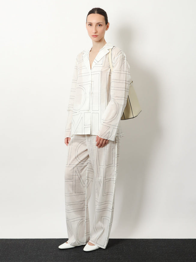 Toteme Cotton Blend Pajama Top With Monogram Print