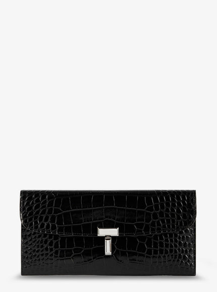 Toteme T-Lock Croco Print Leather Wallet Uni Black