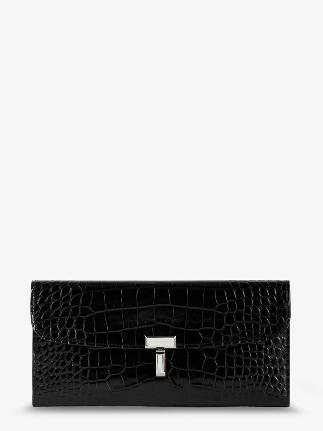 Toteme T-Lock Croco Print Leather Wallet Uni Black