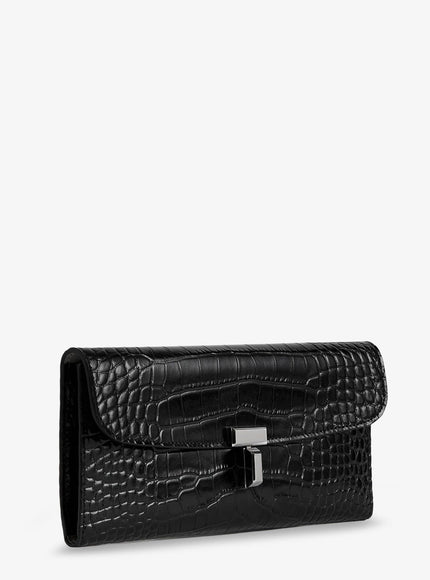 Toteme T-Lock Croco Print Leather Wallet