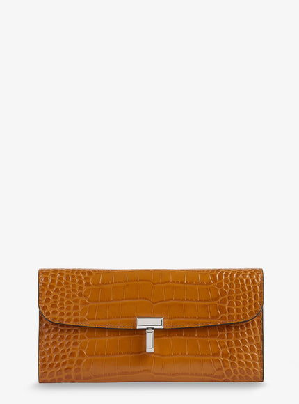 Toteme T-Lock Croco Print Leather Wallet Uni Tangerine