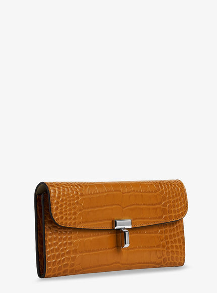 Toteme T-Lock Croco Print Leather Wallet
