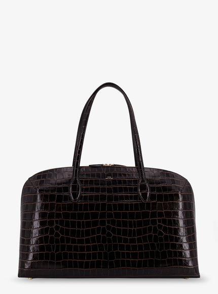 Toteme Croco Embossed Day Leather Handbag Uni Dark Chocolate