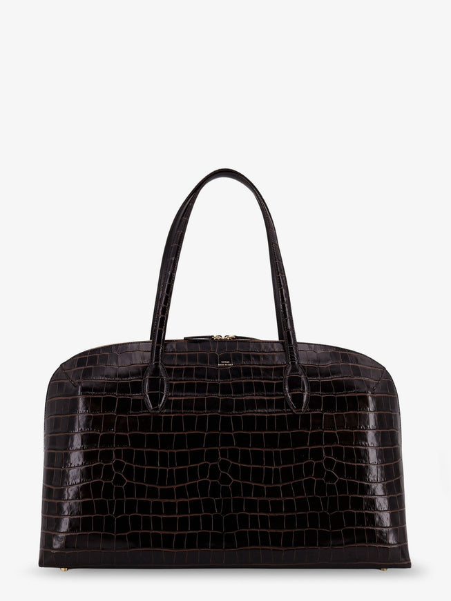 Toteme Croco Embossed Day Leather Handbag Uni Dark Chocolate