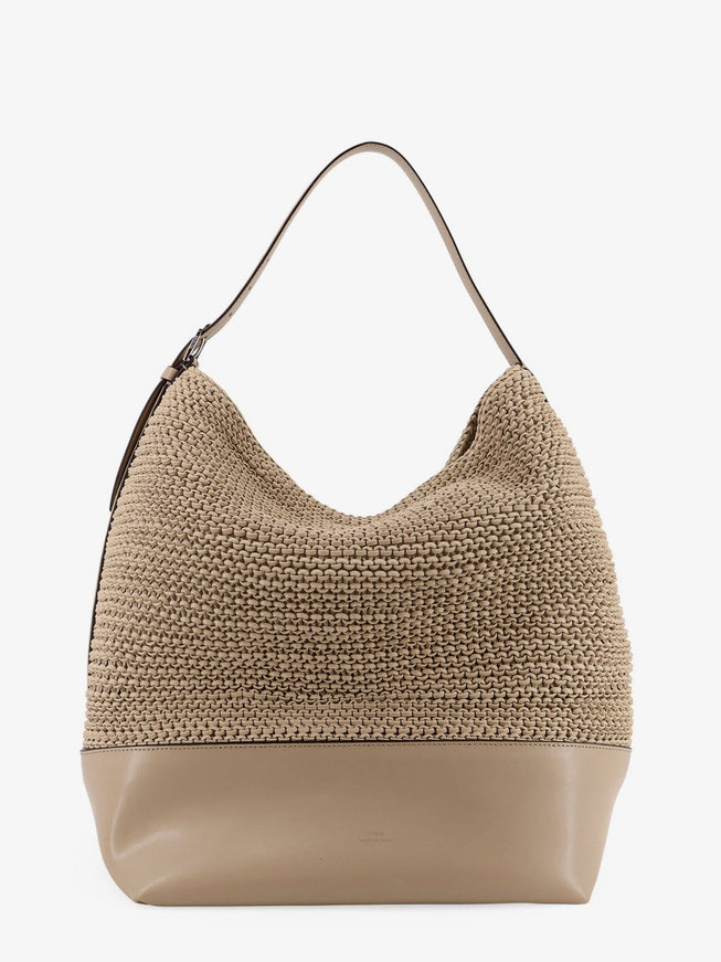 Toteme Leather Shoulder Bag With Woven Pattern Uni Fawn