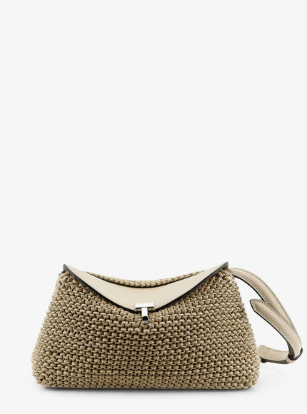 Toteme T-Lock Woven Leather Clutch Uni Fawn