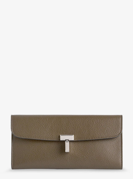 Toteme Leather T-Lock Wallet Uni Dark Taupe