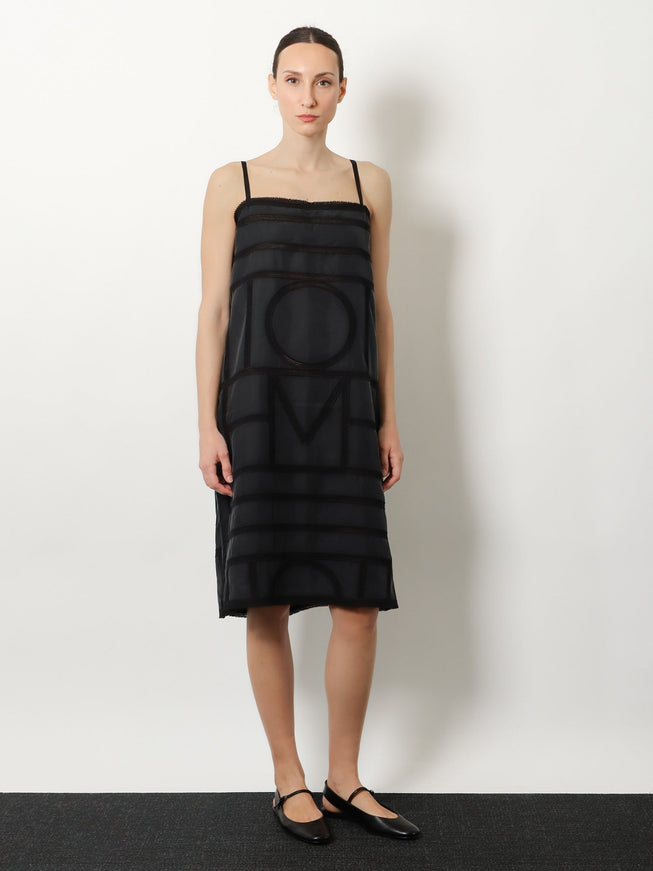 Toteme Short Silk Dress With All-Over Monogram