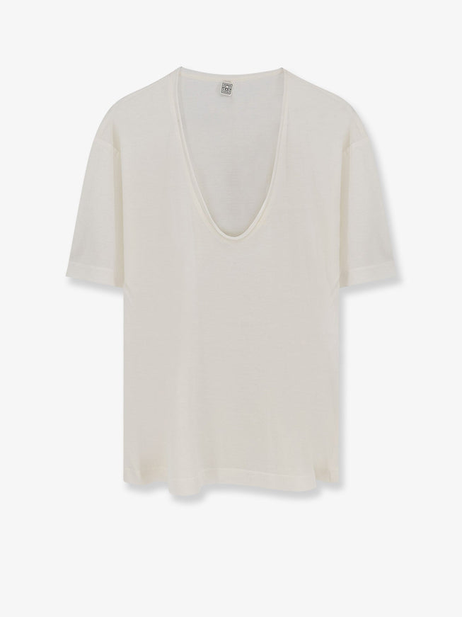 Toteme Silk And Cotton Blend T-Shirt Offwhite