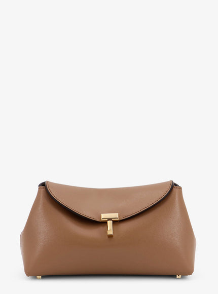 Toteme Mini T-Lock Leather Clutch Uni Camel