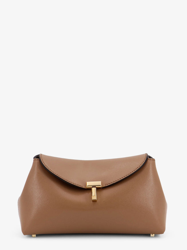 Toteme Mini T-Lock Leather Clutch Uni Camel