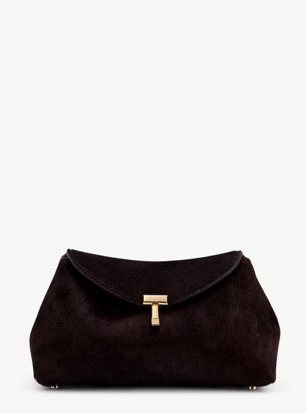 Toteme Mini T-Lock Leather Clutch Uni Wine