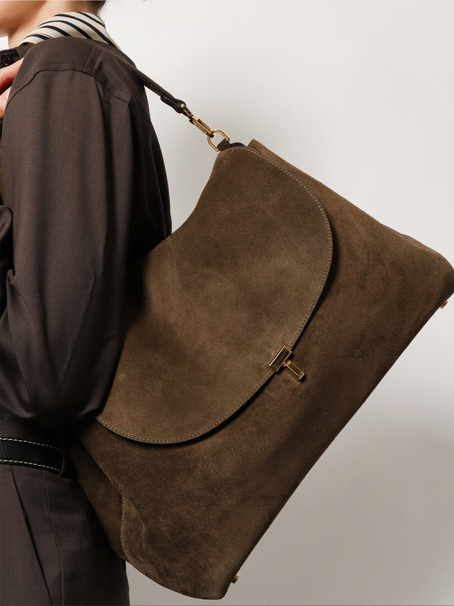 Toteme T-Lock Suede Shoulder Bag