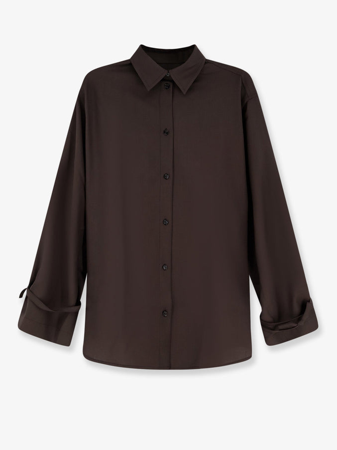 Toteme Tie-Cuff Wool Shirt Pepper