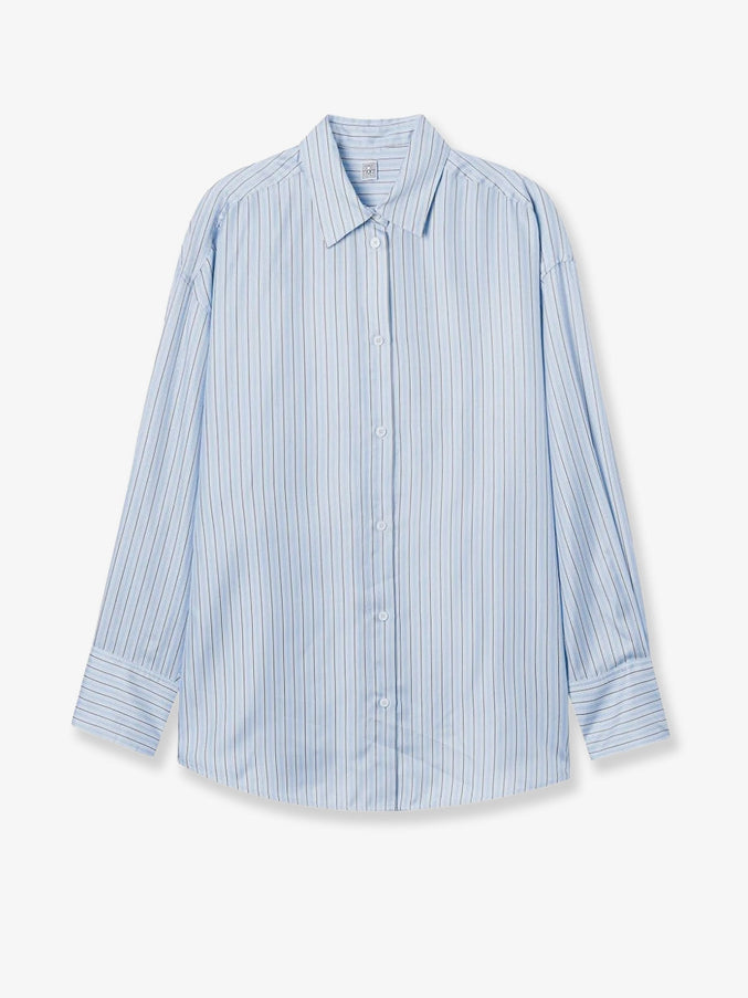 Toteme Silk Shirt With Striped Pattern Icewhite