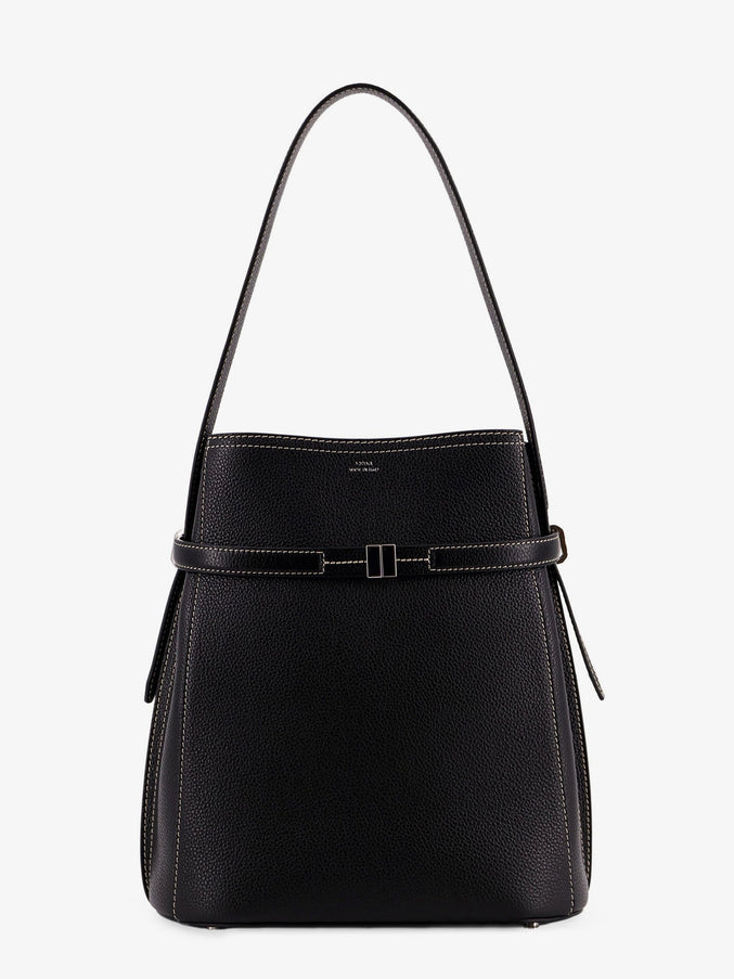 Toteme Hammered Leather Bucket Bag With Strap On The Front Uni Black
