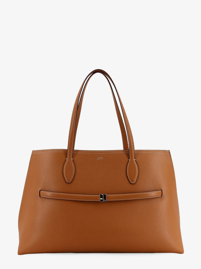 Toteme Leather Shoulder Bag With Lettering Logo On The Front Uni Tan